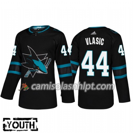 Camisola San Jose Sharks Marc-Edouard Vlasic 44 Adidas 2018-2019 Alternate Authentic - Criança